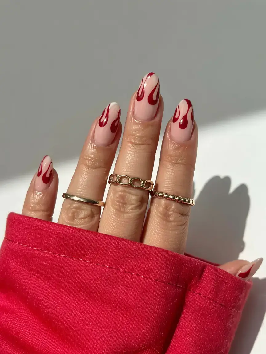 fall drip nails 2025 Scarlet Flames