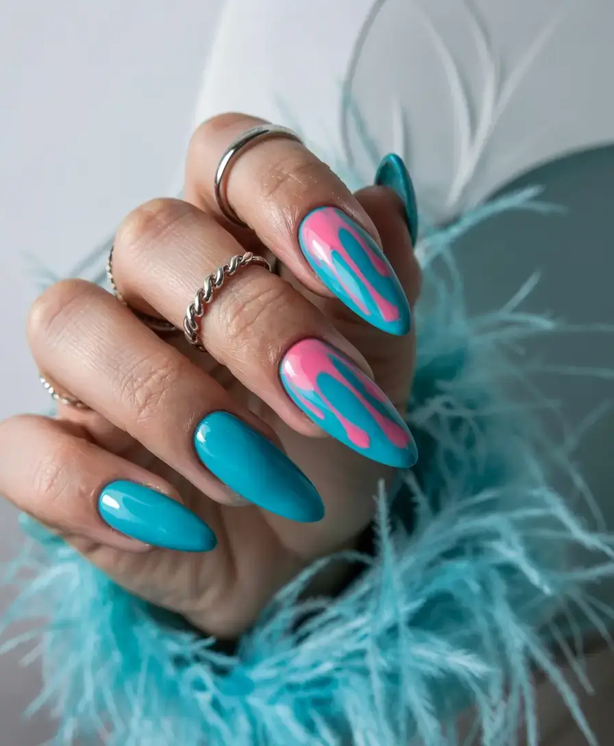 fall drip nails 2025 Electric Pop