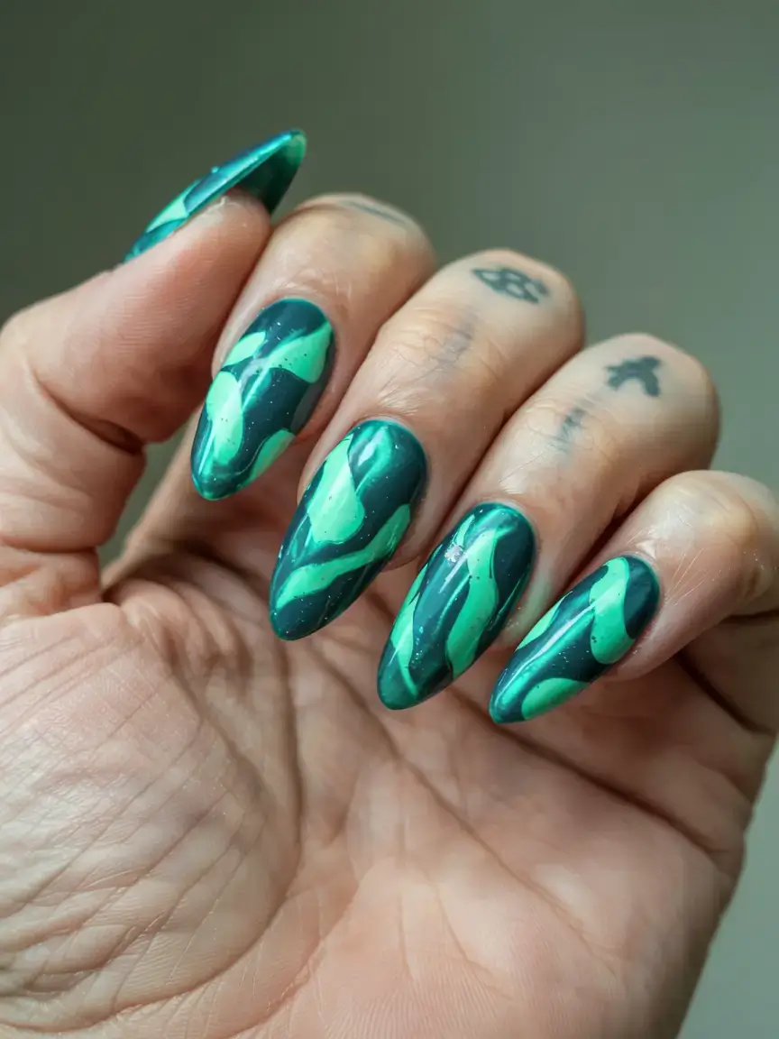 fall drip nails 2025 Emerald Swirls