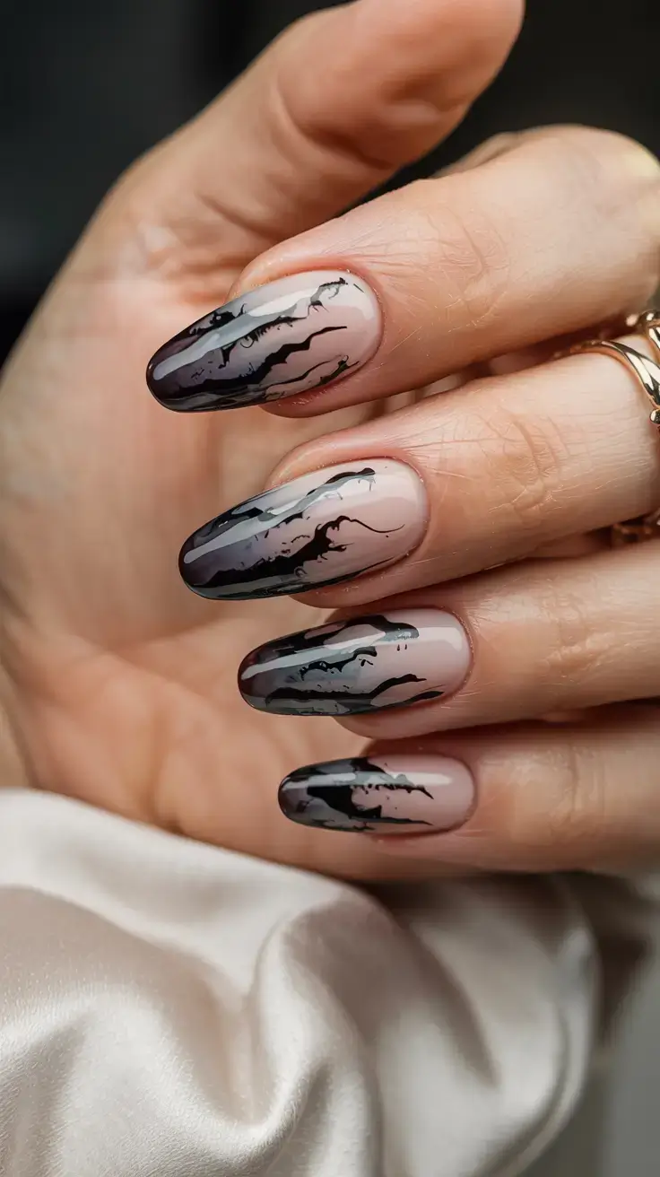 fall drip nails 2025 Marble Smoke