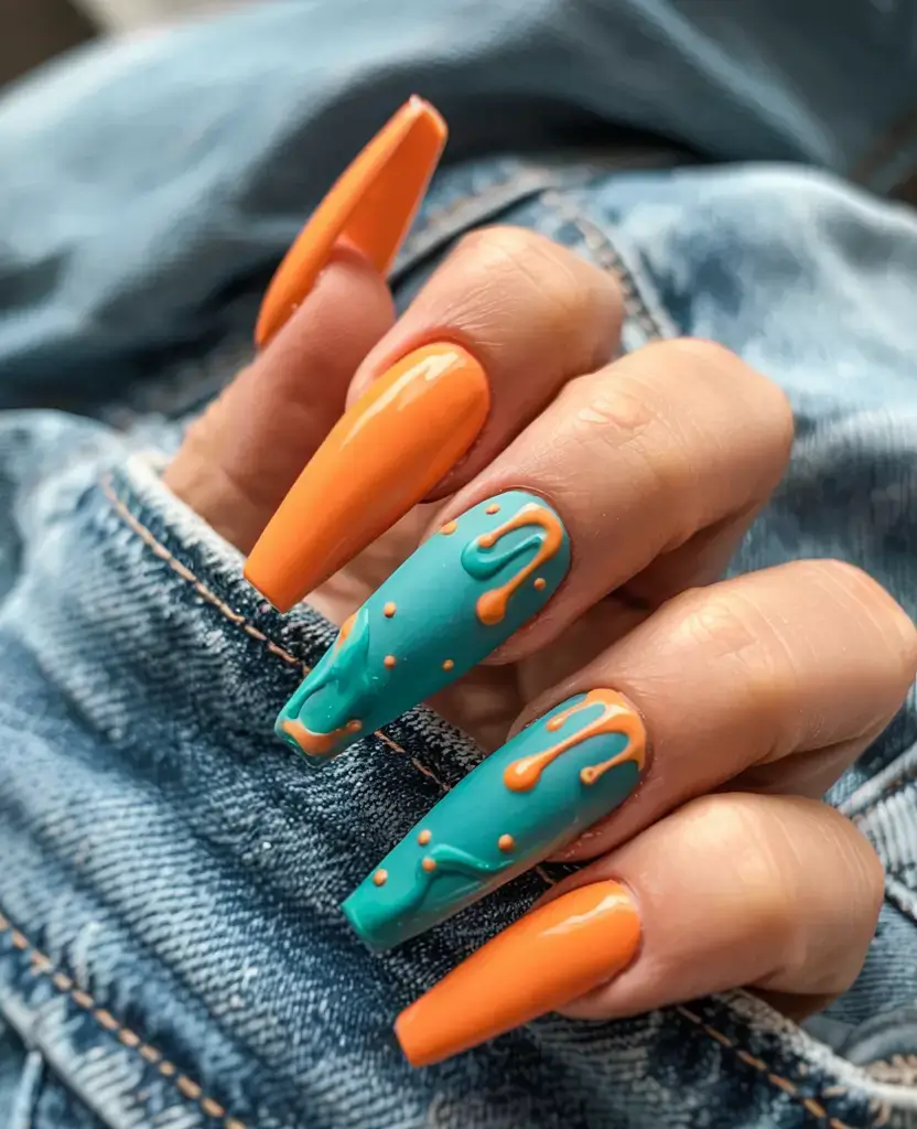 fall drip nails 2025 Autumn Citrus