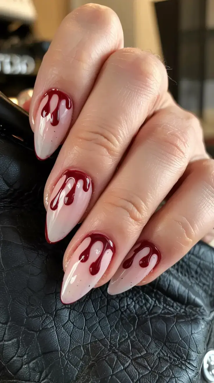 fall drip nails 2025 Burgundy Drips