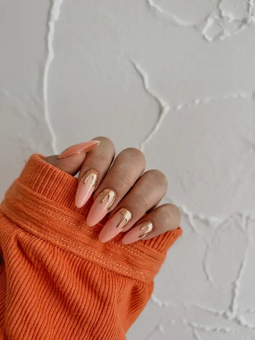 fall drip nails 2025 Golden Glow