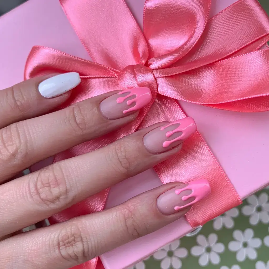 fall drip nails 2025 Barbie Drips