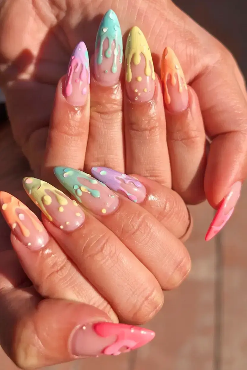 fall drip nails 2025 Rainbow Melt