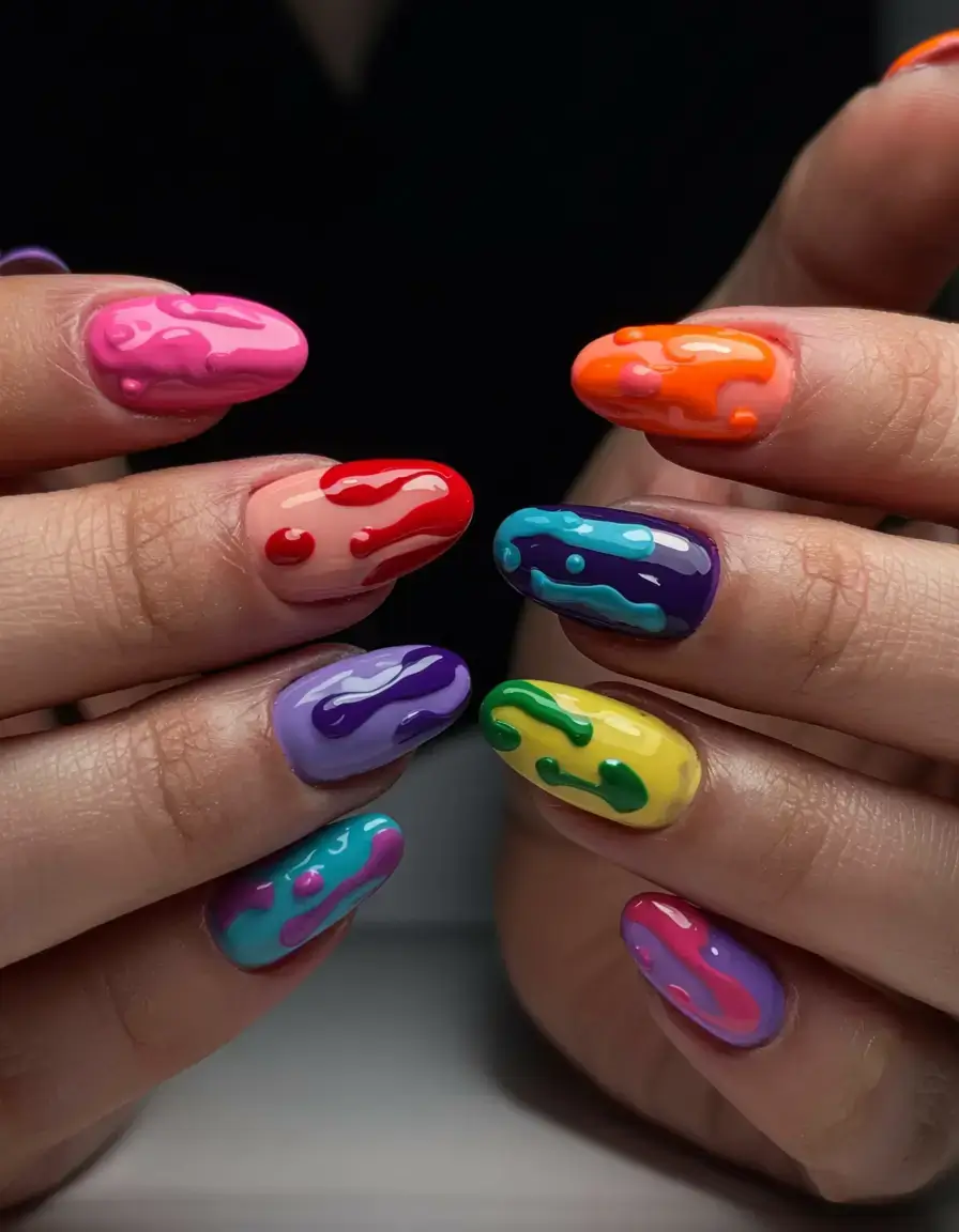 fall drip nails 2025 Rainbow Melt