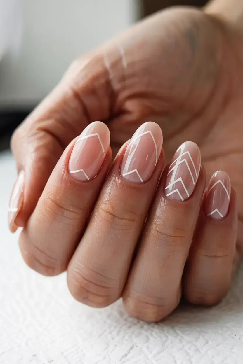 fall geometric nails 2025 Chevron Elegance