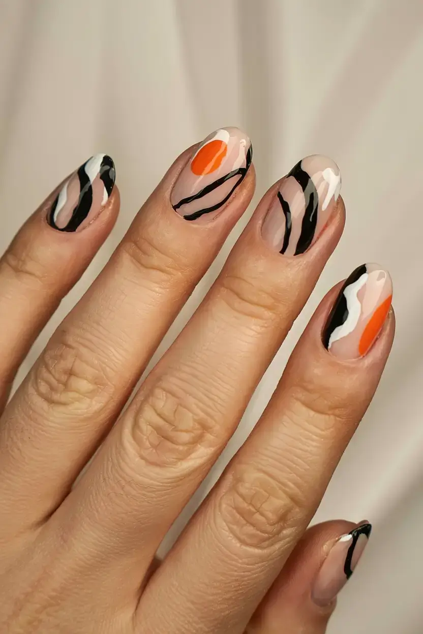 fall geometric nails 2025 Wild Contrast Waves