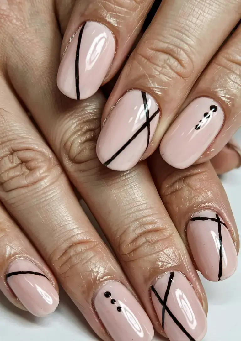 fall geometric nails 2025 Soft Lines & Dots