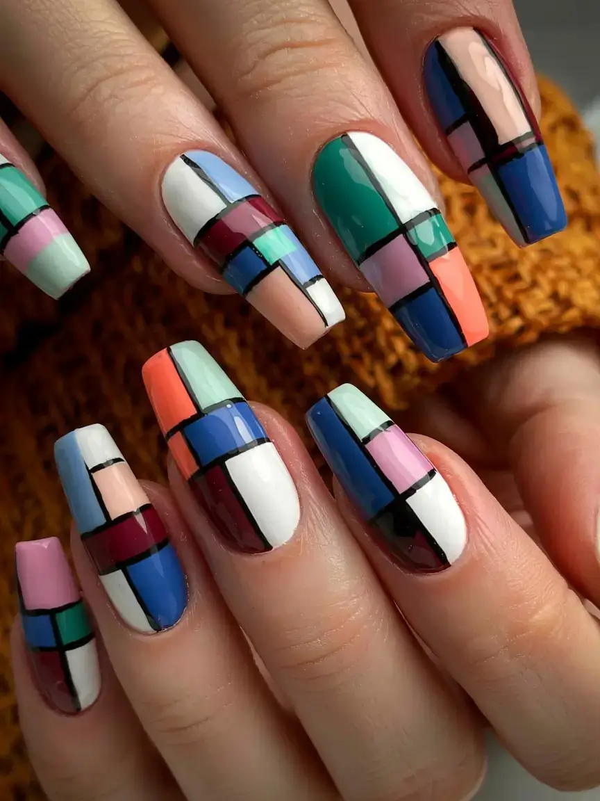 fall geometric nails 2025 Block Party Chic