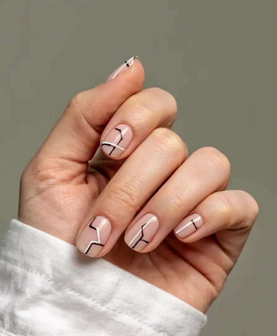 fall geometric nails 2025 Minimalist Fine Lines