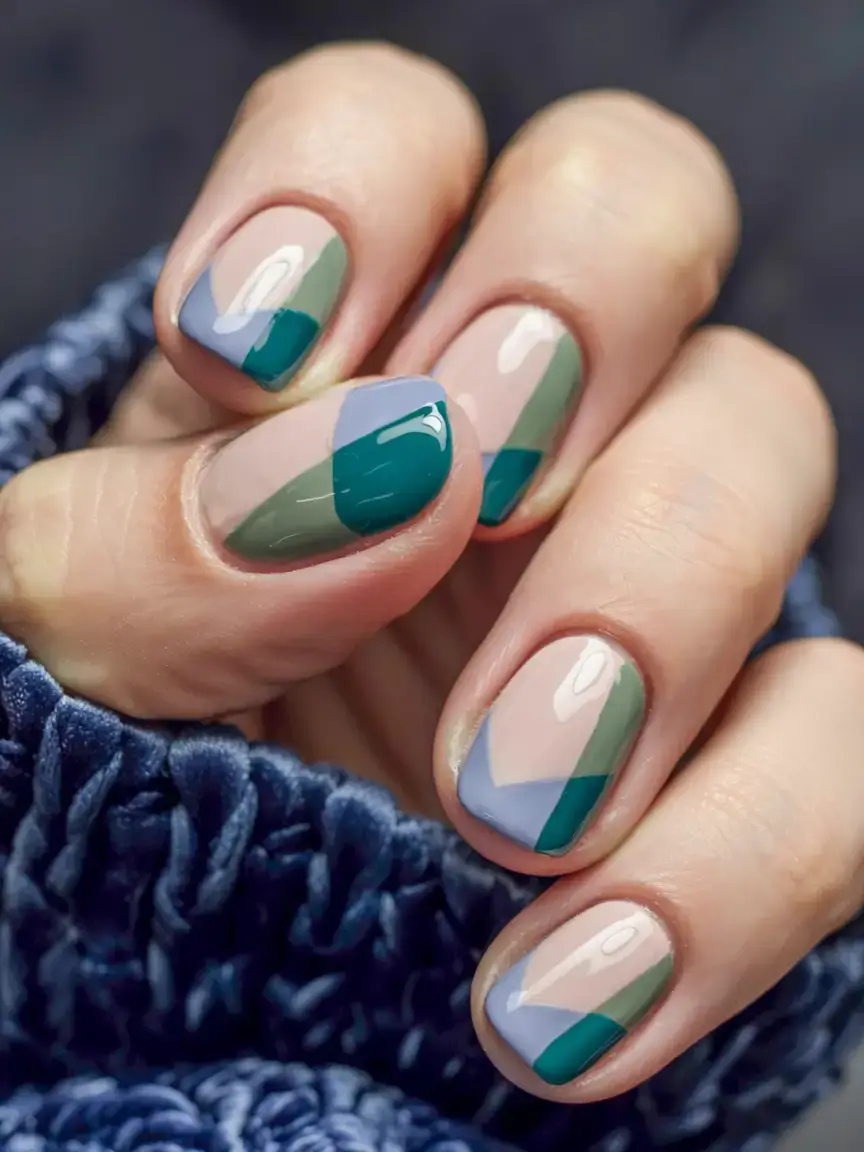 fall geometric nails 2025 Earthy Geometry