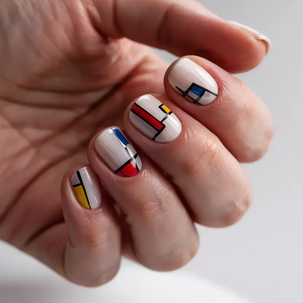 fall geometric nails 2025 Modernist Blocks