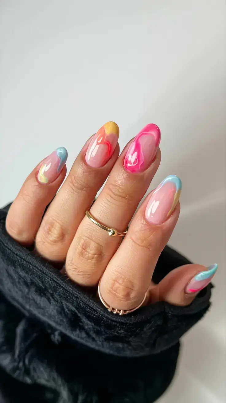 fall marble nails 2025 Candy Marble Pop