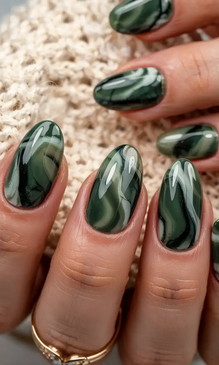 fall marble nails 2025 Forest Marble Envy