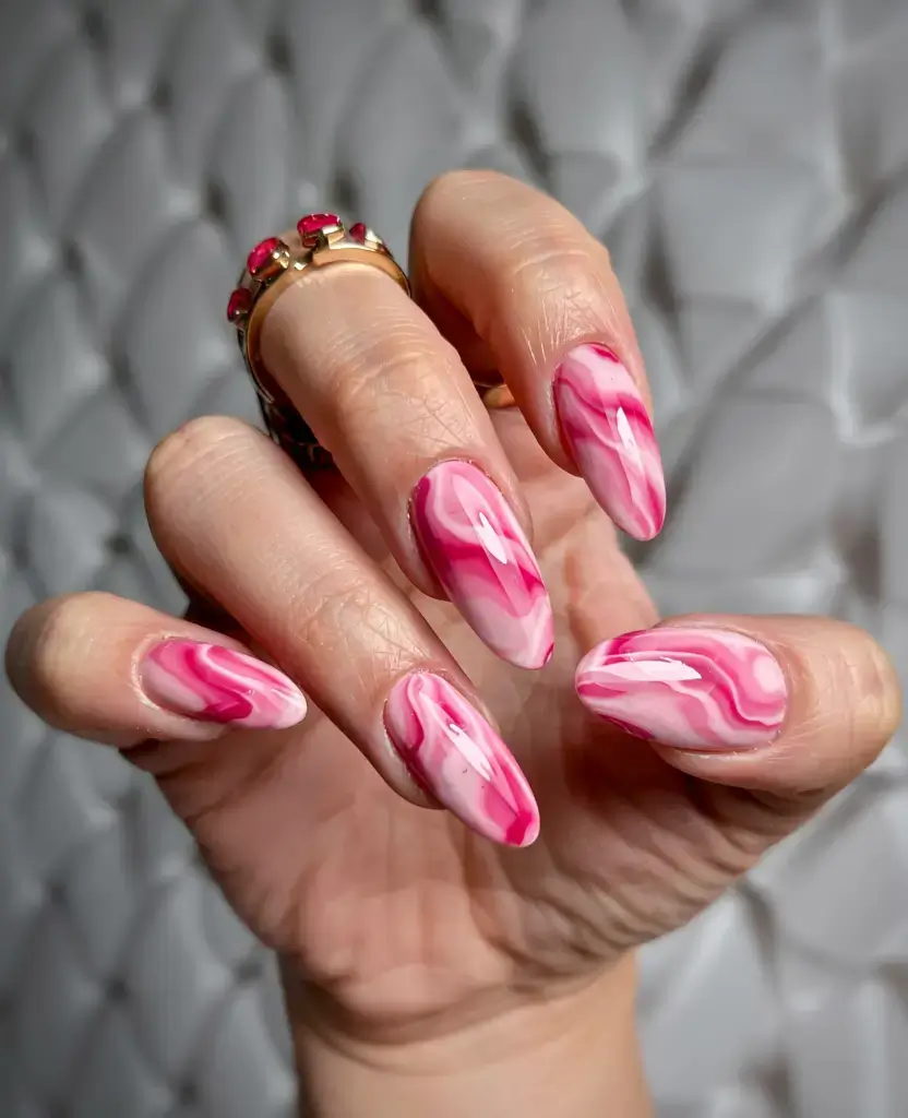 fall marble nails 2025 Berry Marble Swirls