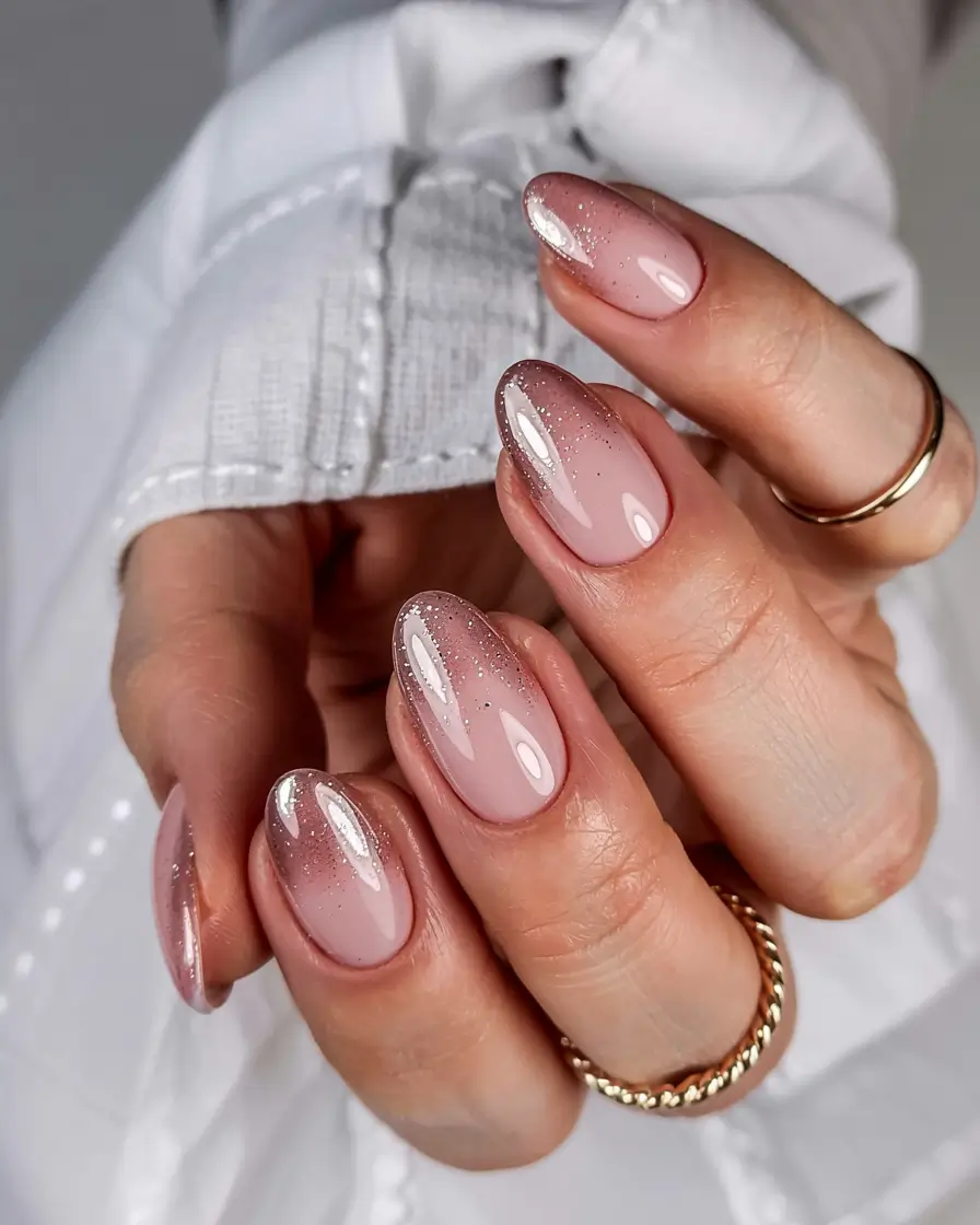 fall ombré nails 2025 Frosted Blush