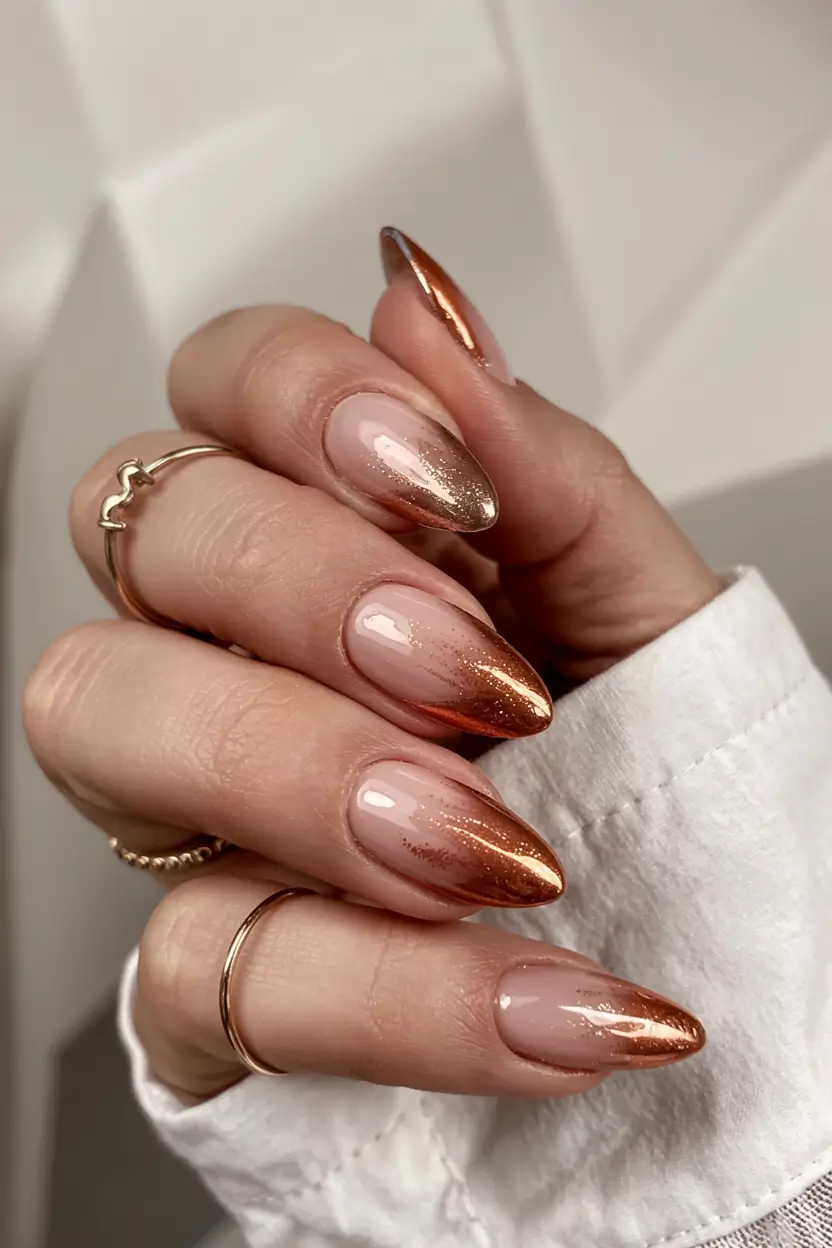 fall ombré nails 2025 Copper Flame