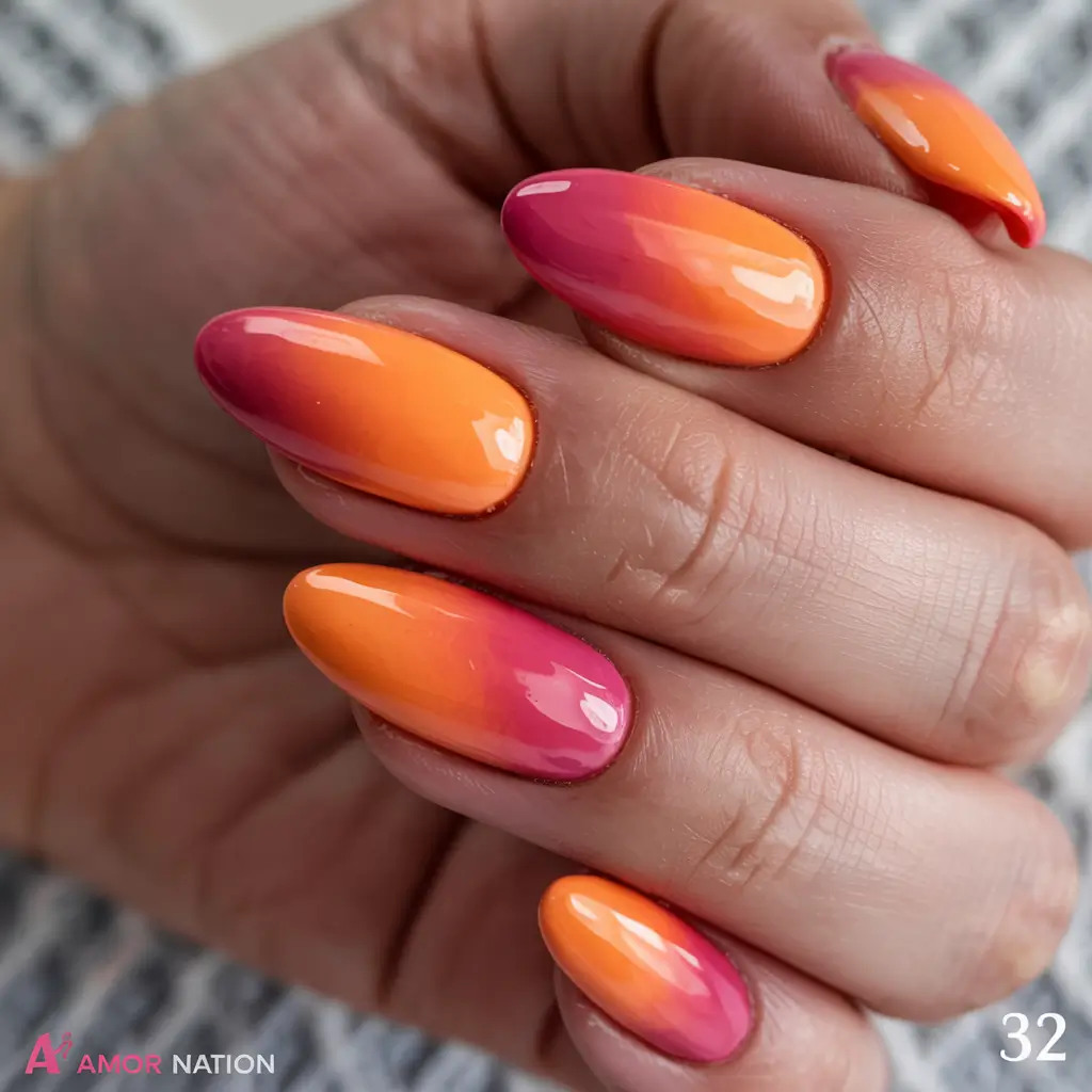 fall ombré nails 2025 Sunset Ember