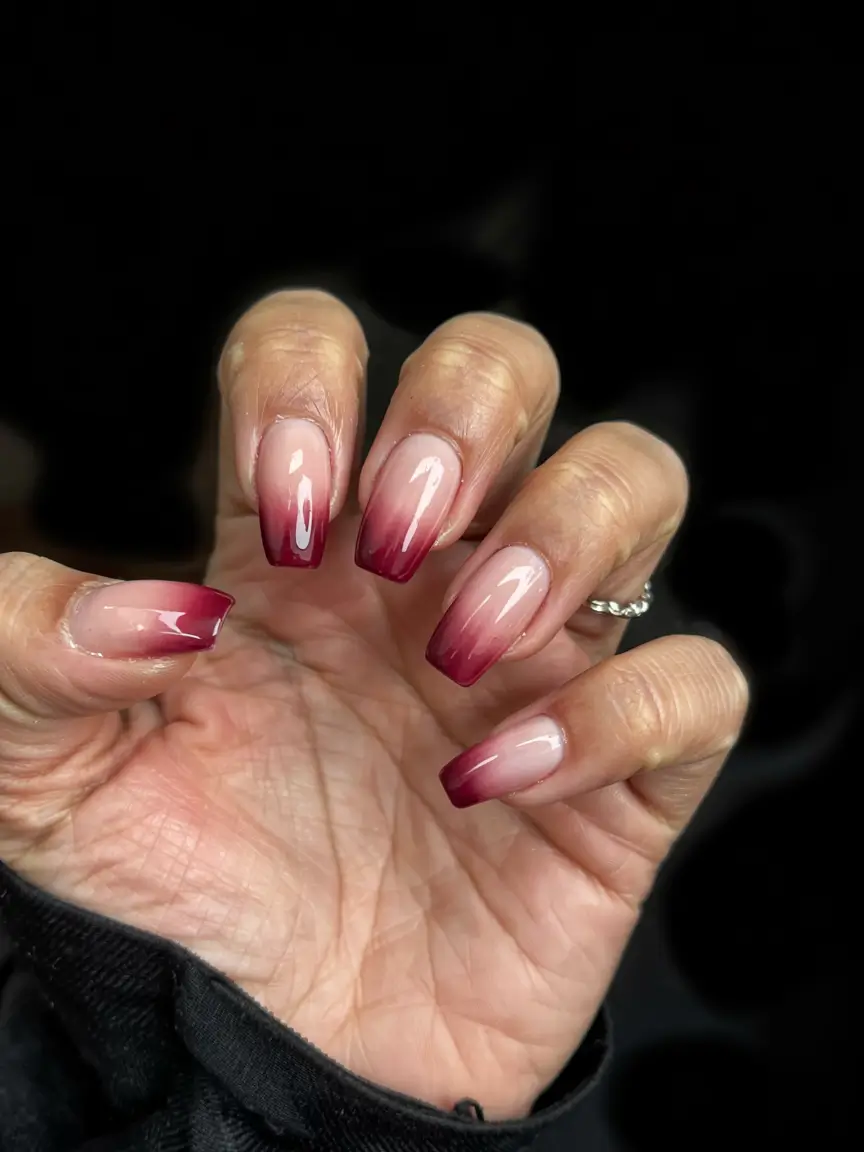 fall ombré nails 2025 Bordeaux Velvet