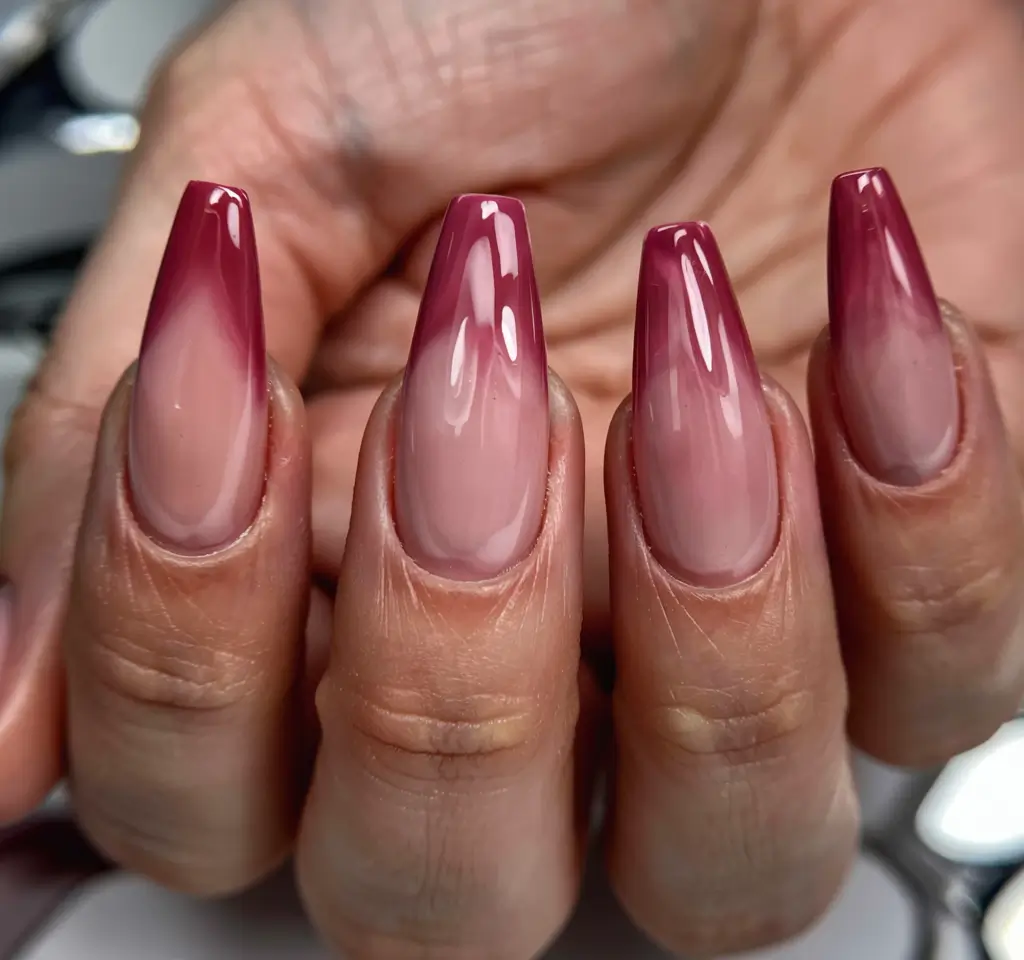 fall ombré nails 2025 Berry Luxe