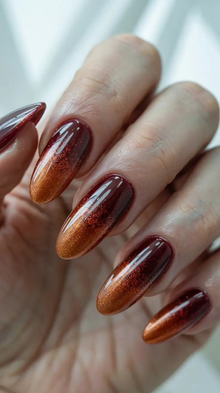 fall ombré nails 2025 Golden Ember