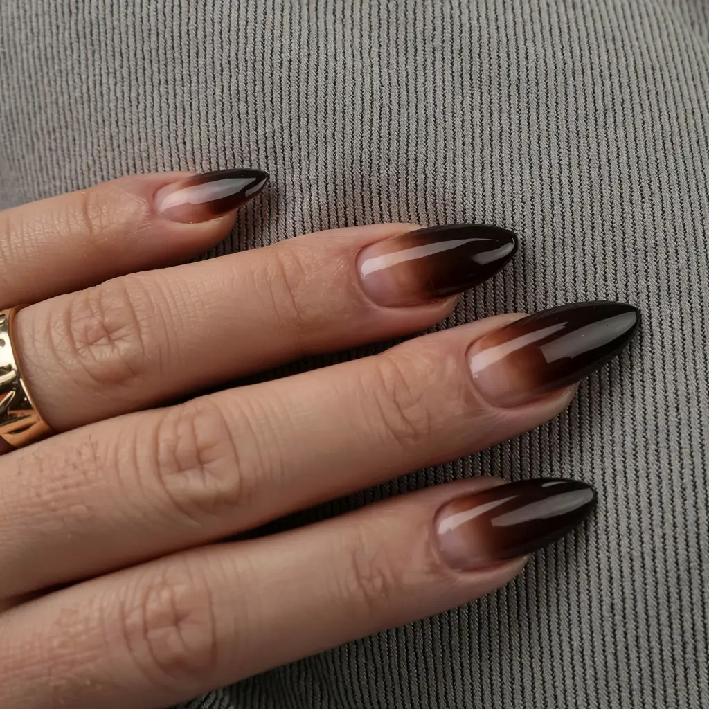fall ombré nails 2025 Mocha Fade