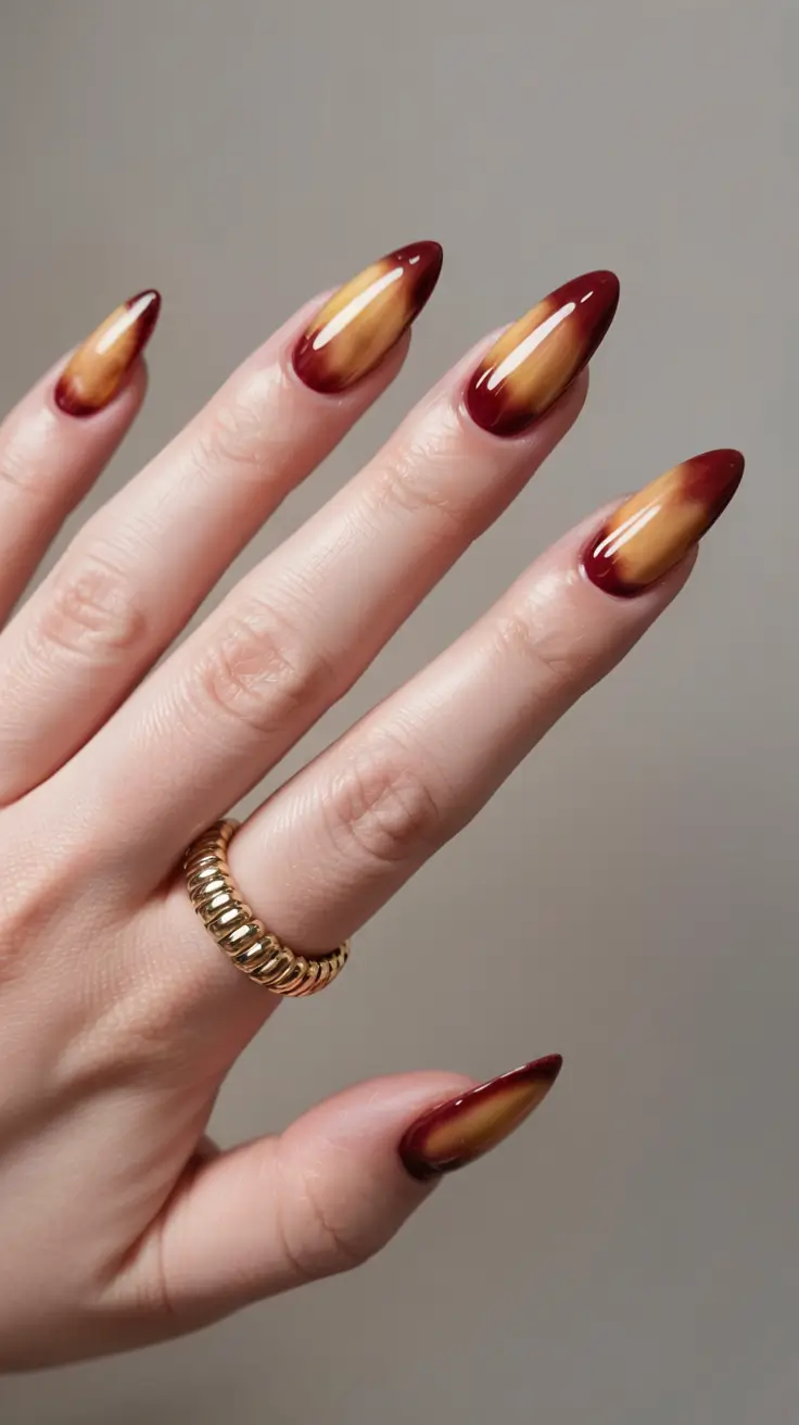 fall ombré nails 2025 Cinnamon Ember