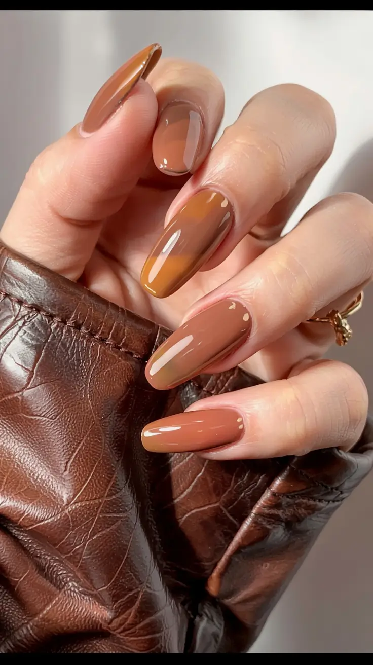 fall ombré nails 2025 Toffee Swirl