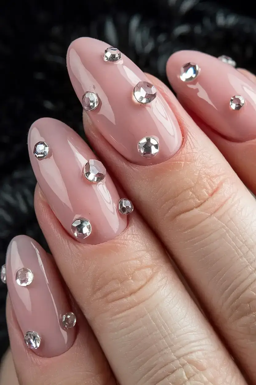 fall rhinestone & embellished nails 2025 Crystal Dewdrops