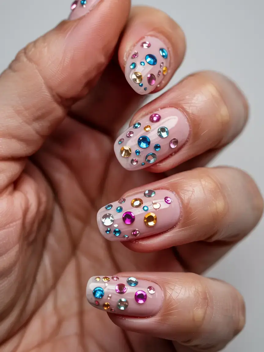 fall rhinestone & embellished nails 2025 Confetti Crystals