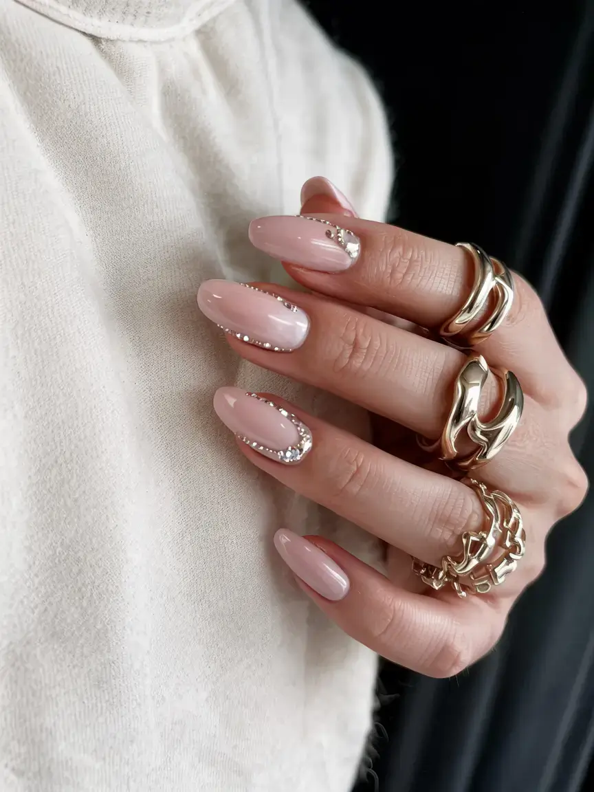 fall rhinestone & embellished nails 2025 Crystal Framing