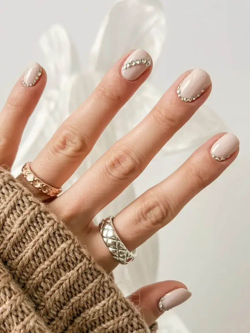 fall rhinestone & embellished nails 2025 Sweater Season Sparkle