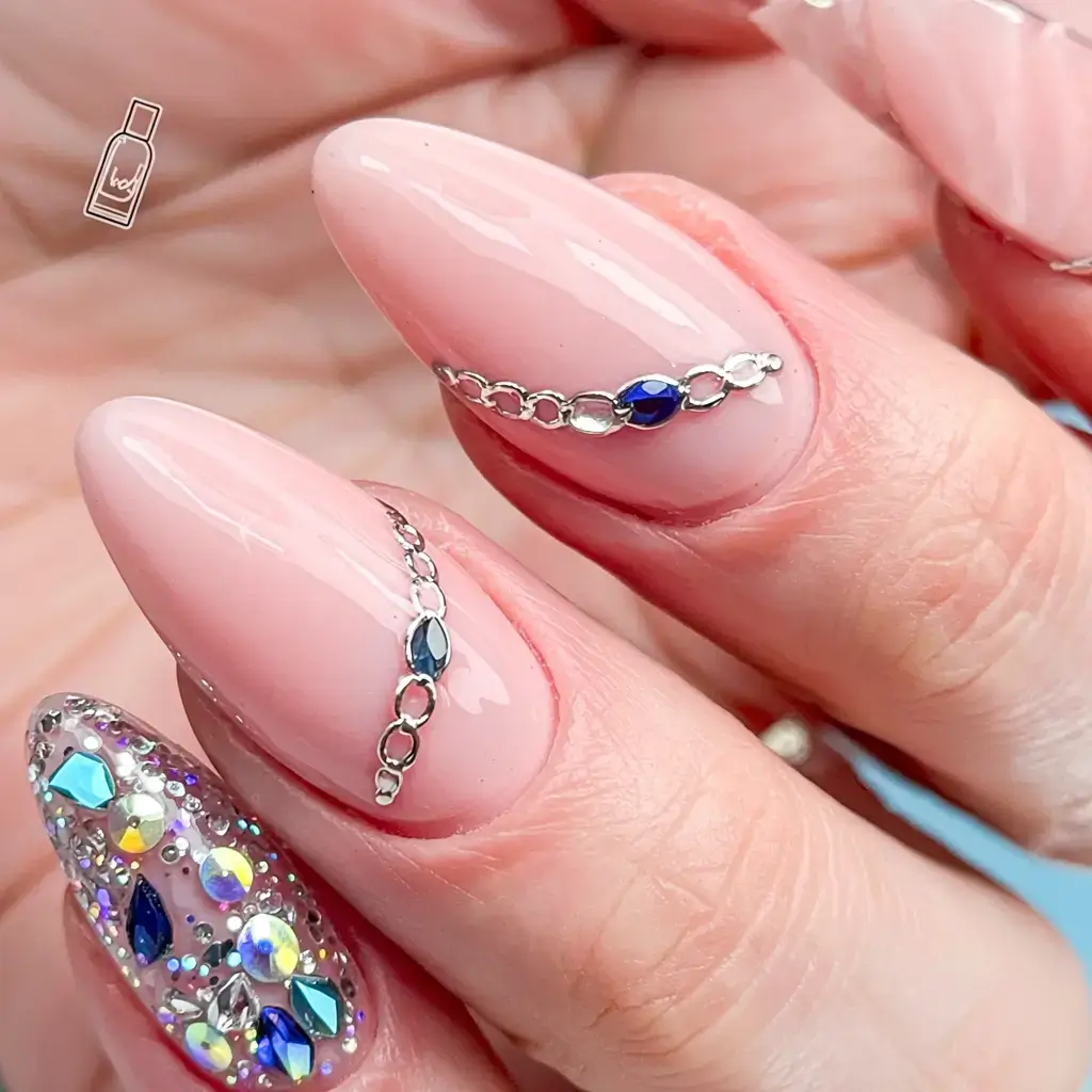 fall rhinestone & embellished nails 2025 Sapphire Chains