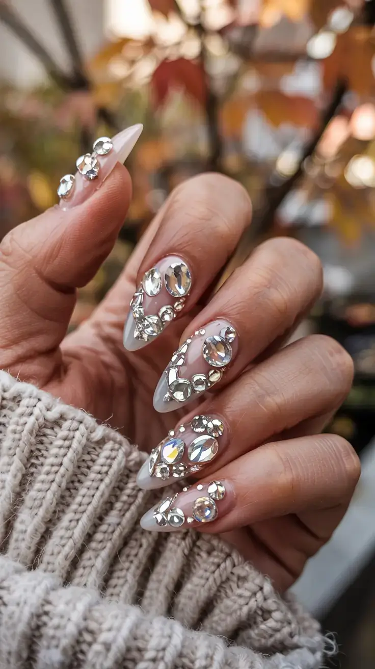 fall rhinestone & embellished nails 2025 Maximalist Shine