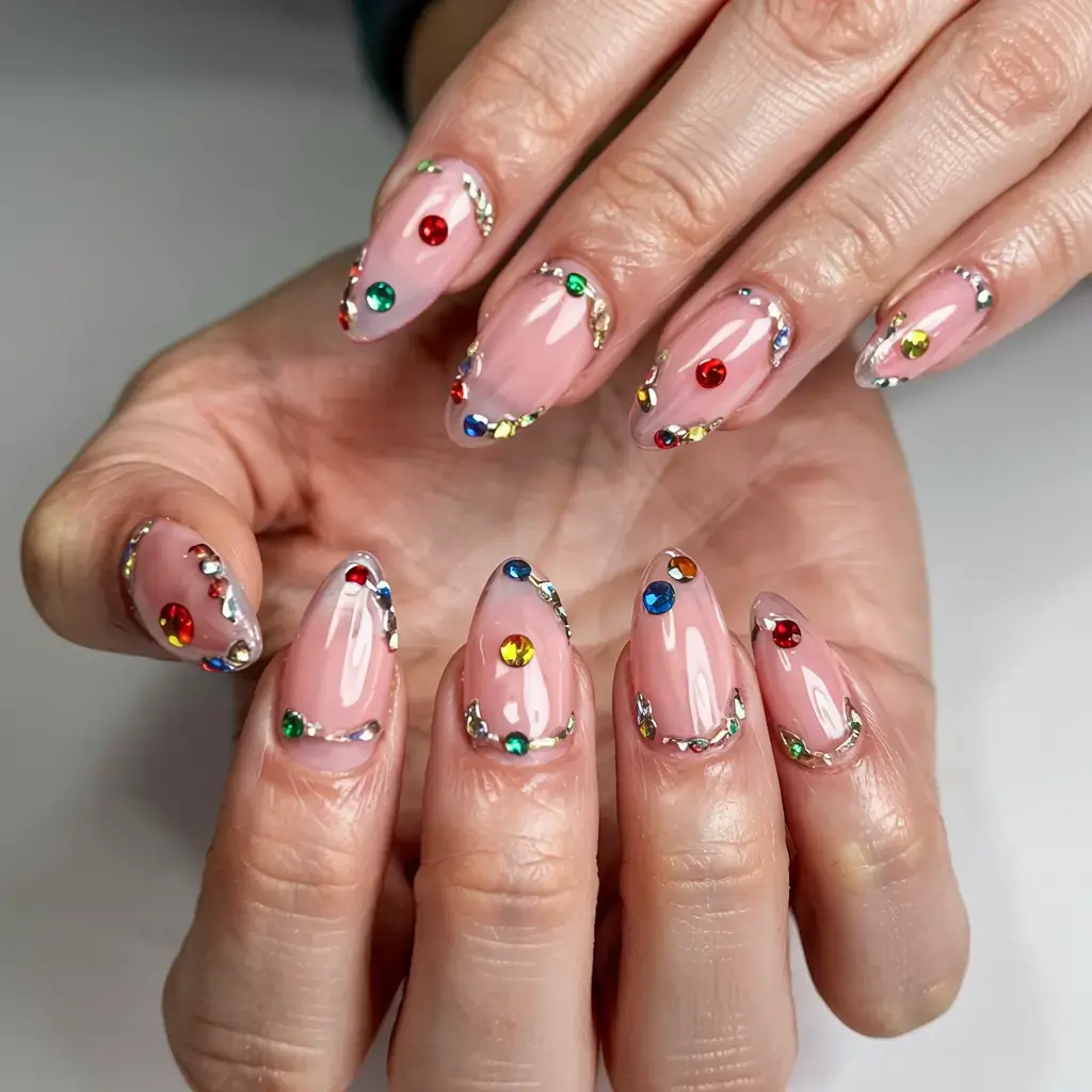 fall rhinestone & embellished nails 2025 Rainbow Edge Drama