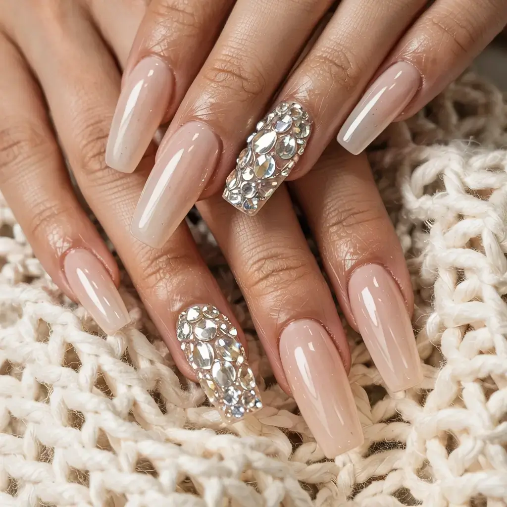 fall rhinestone & embellished nails 2025 Diamond Blanket