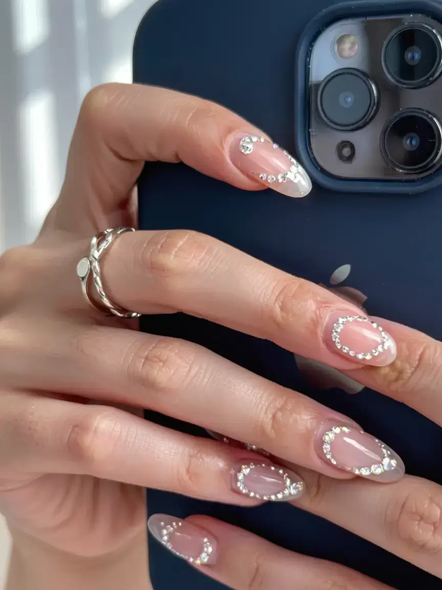 fall rhinestone & embellished nails 2025 Crystal Orbit