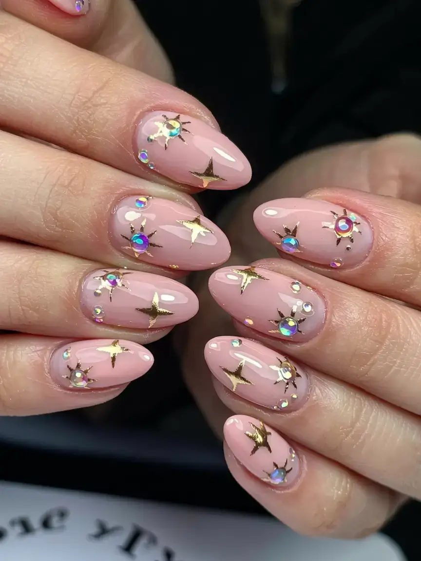 fall rhinestone & embellished nails 2025 Celestial Spark