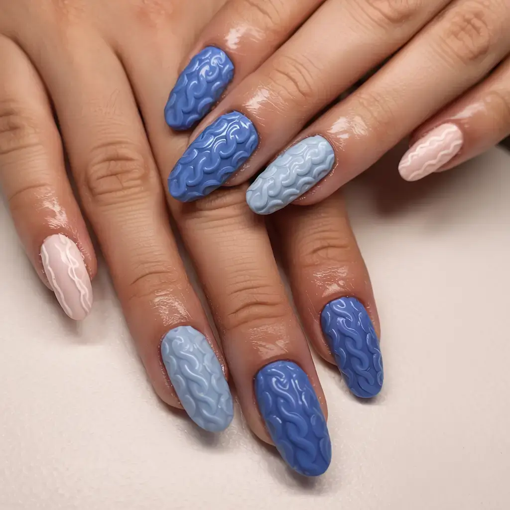 fall sweater nails 2025 Ocean-Inspired Knits