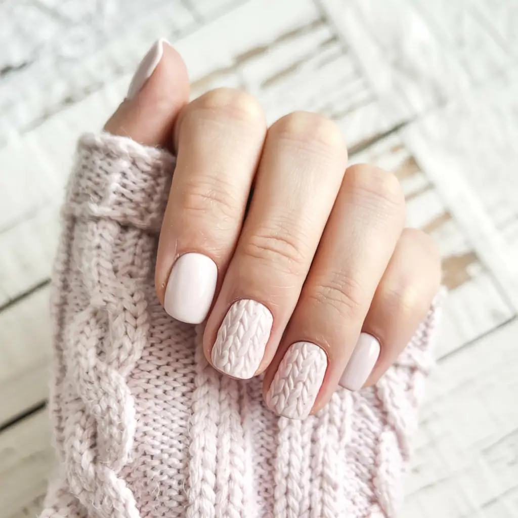 fall sweater nails 2025 Soft Pink Comfort