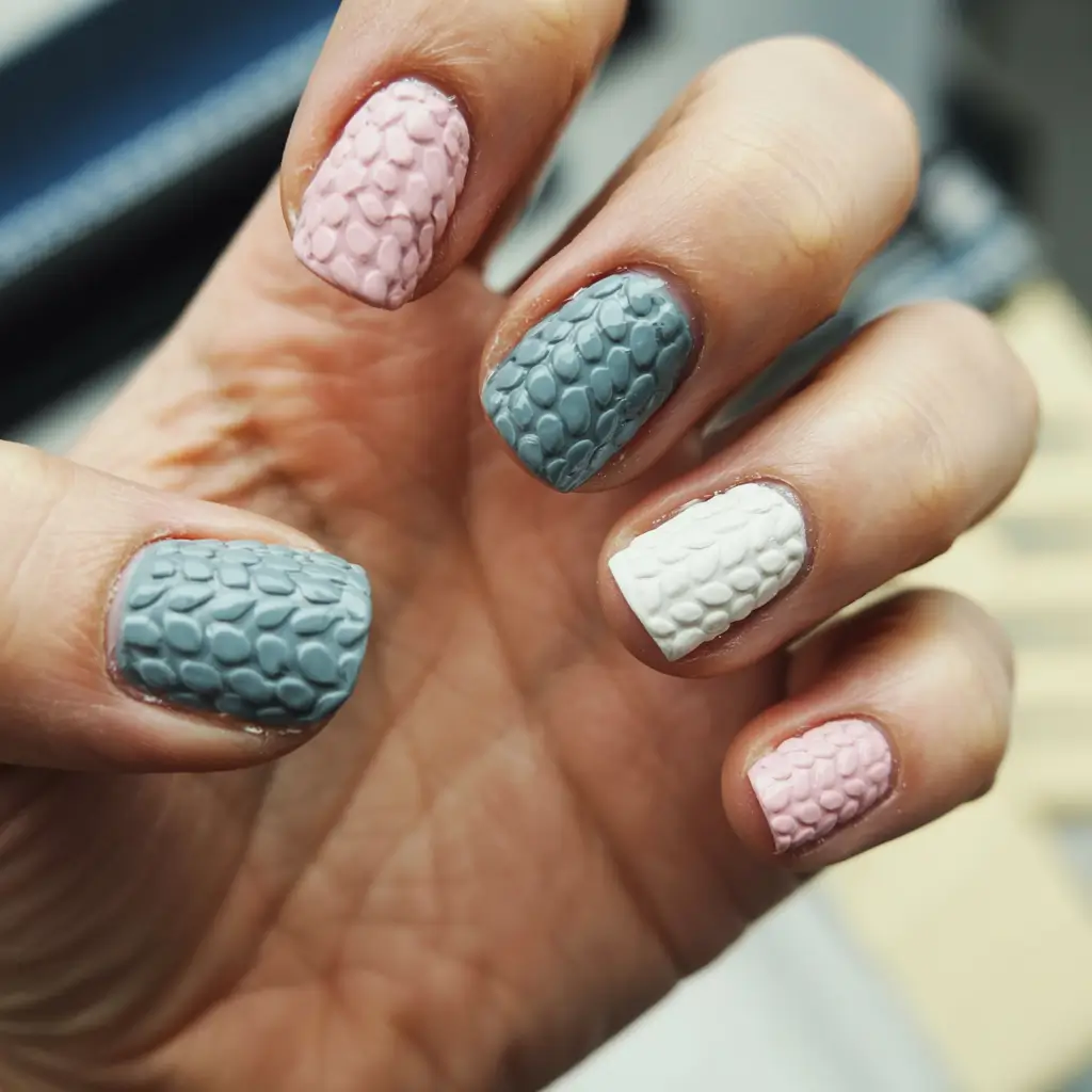 fall sweater nails 2025 Pastel Cozy Mix