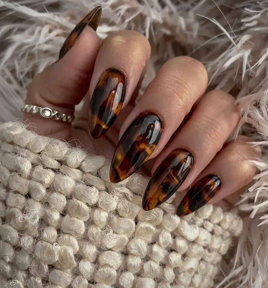 fall tortoiseshell nails 2025 Moody Autumn Layers