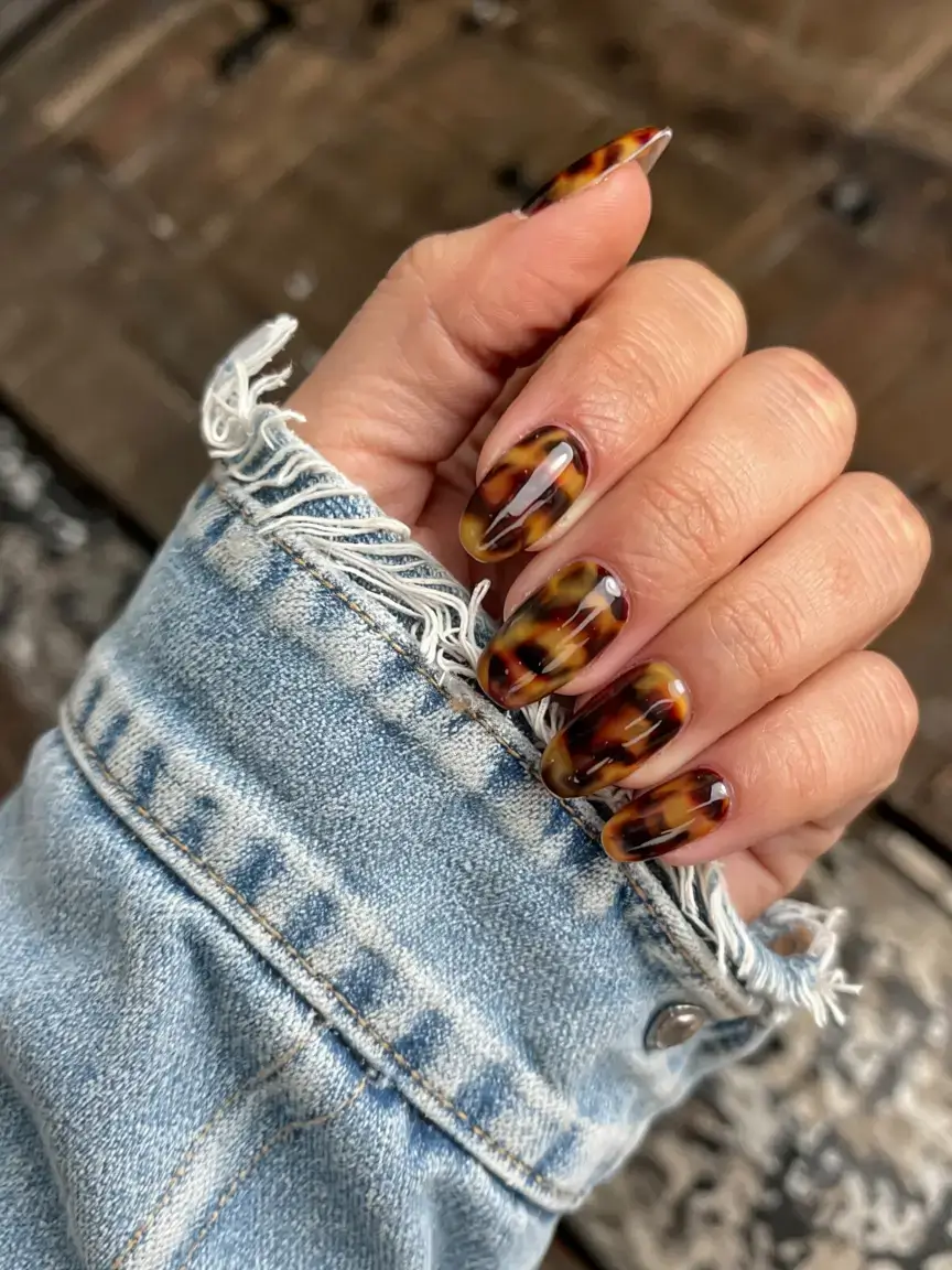 fall tortoiseshell nails 2025 Classic Full Tortoiseshell