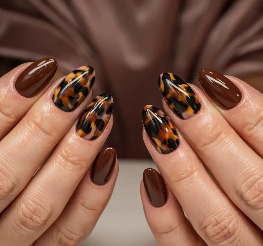 fall tortoiseshell nails 2025 Chocolate Meets Tortoiseshell