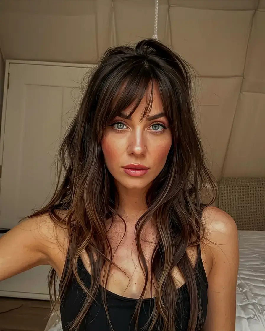 new haicuts ideas october 2025 fall trends Layered Long Waves with Curtain Fringe