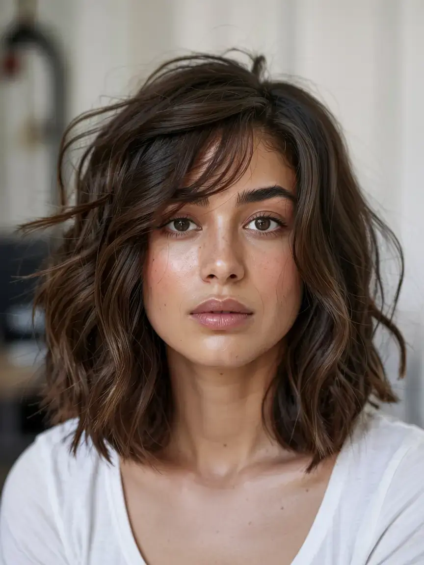 new haicuts ideas october 2025 fall trends Effortless Textured Brunette