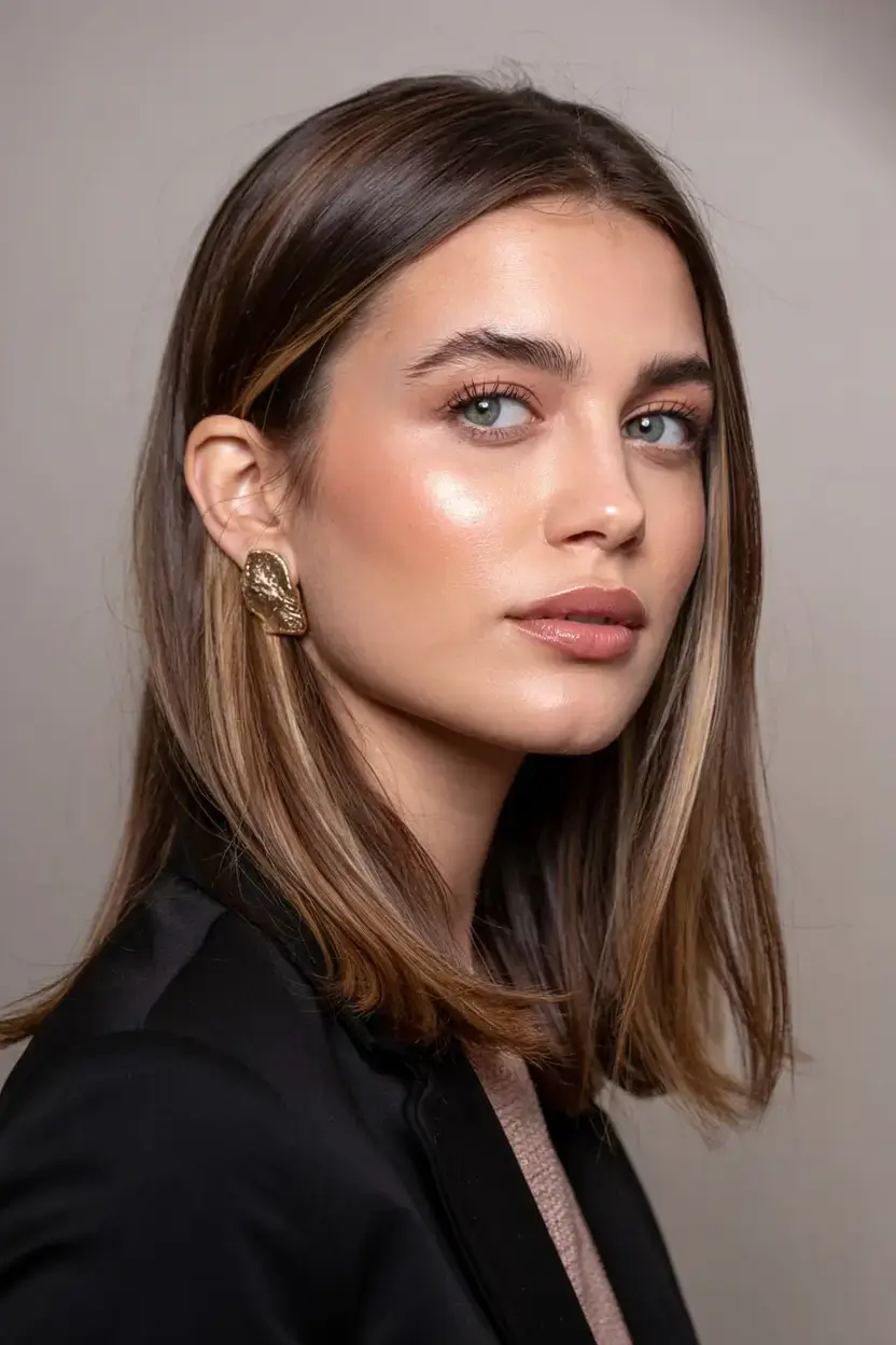 new hair colors ideas october 2025 fall trends Polished Brunette Bob with Subtle Highlights