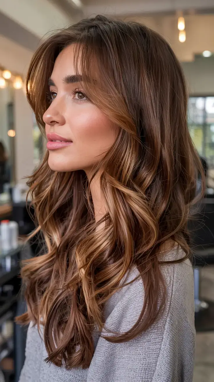 new hair colors ideas october 2025 fall trends Copper-Infused Brunette Layers