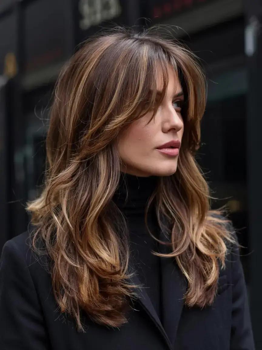 new hair colors ideas october 2025 fall trends Caramel Ribbon Layers